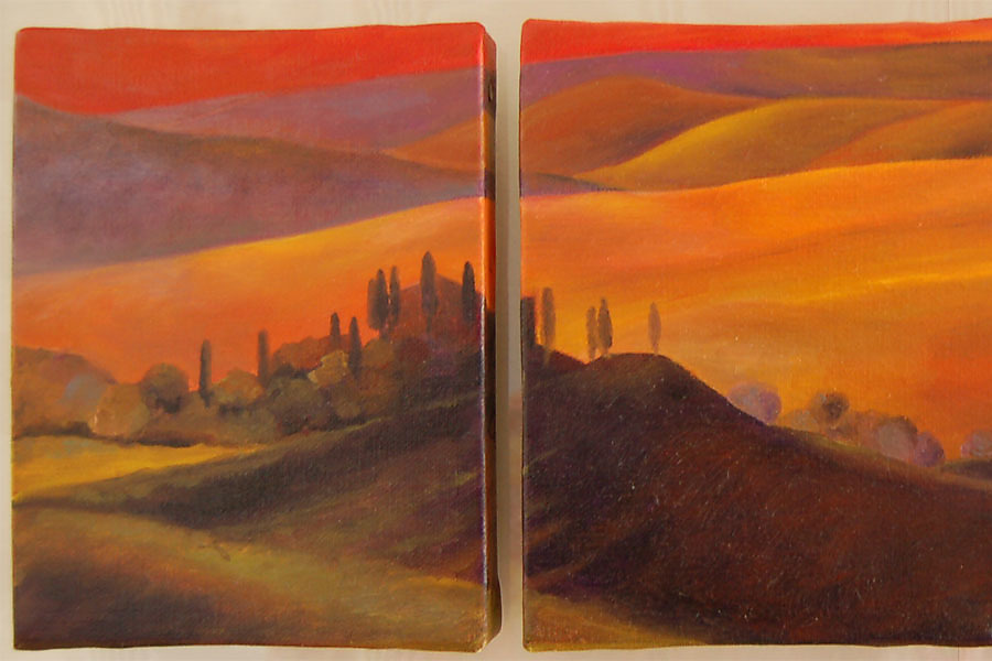 TOSCANE (tryptique) - huile/toile 0,40 x 0,18 cm (x3)